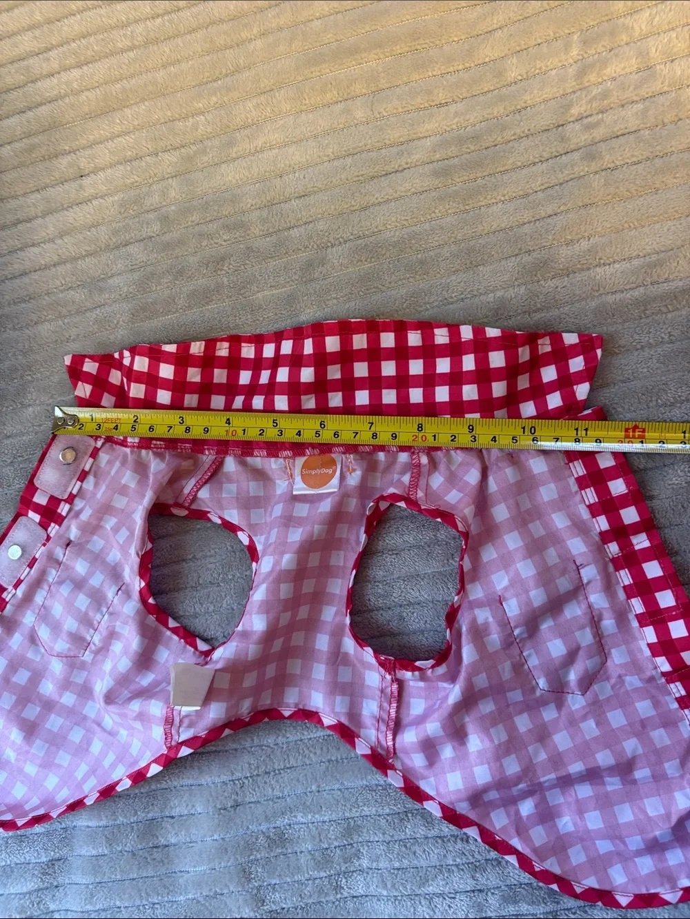 Red Gingham Dog Shirt with Denim Pockets - never worn, XS size